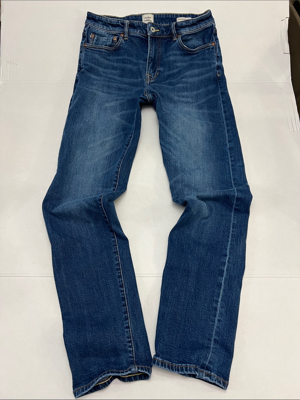 FLINT & TINDER STRAIGHT FIT SELVAGE MENS DENIM JEANS SIZE 32x34